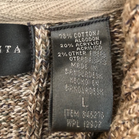 OSCAR DE LA RENTA, 1/4 zip men’s sweater, tan, size L - excellent condition! - Picture 4 of 7